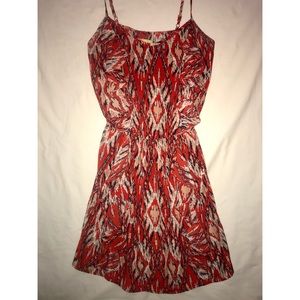 Gianni Bini Red Black & Tan Pattern Dress, Size XS